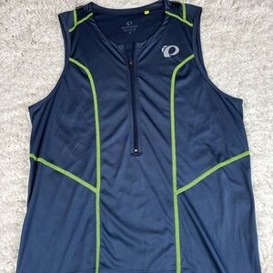 Pearl Izumi Men’s M Tri Top Cycling Jersey Sleeveless Blue Reflective Back Pock